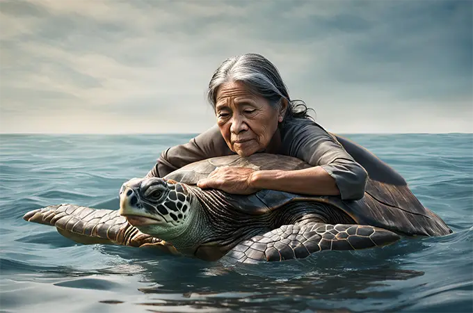 Guardian of the Sea: Turtle Rescues Shipwrecked Woman